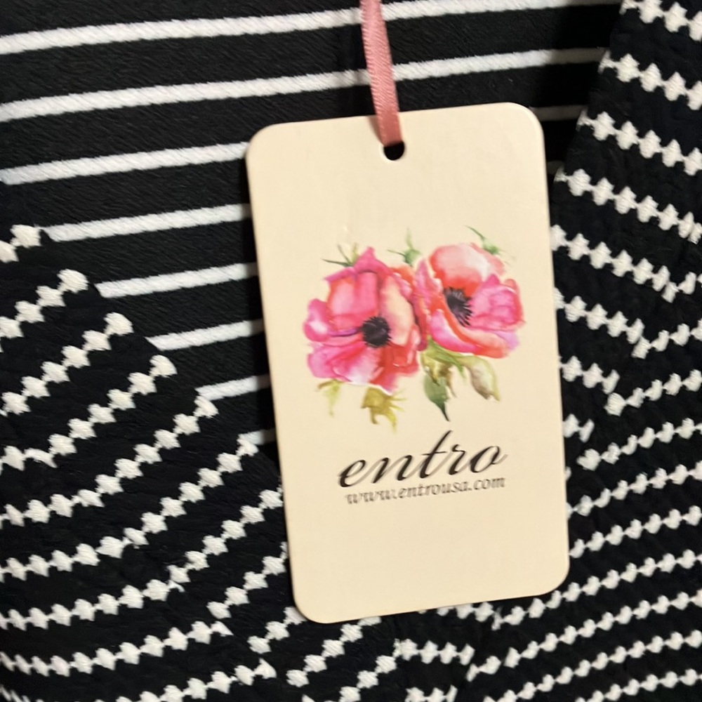 NWT Entro Black and White Striped Women's Dress Large New with Tags - Picture 5 of 11